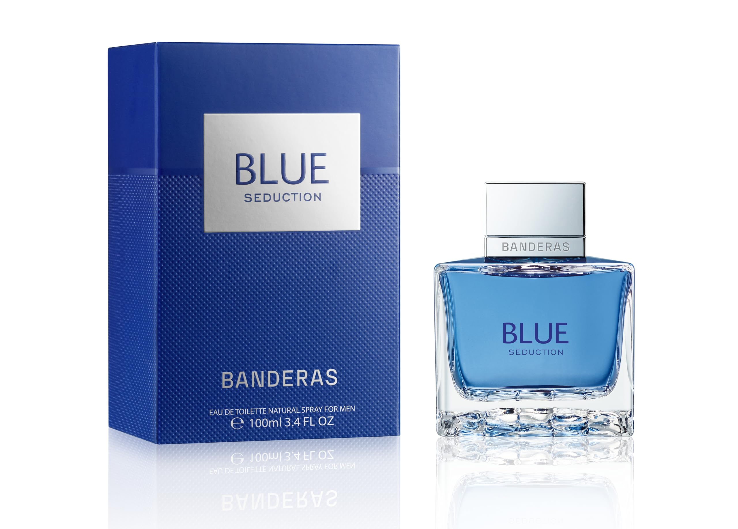 BANDERAS bottle mid-spray demonstrating ease of application and freshness