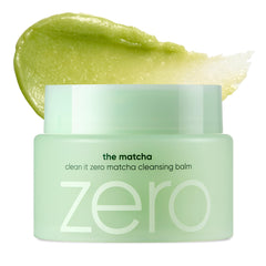 BANILA CO jar front view showing matcha cleansing balm and clear labeling benefit