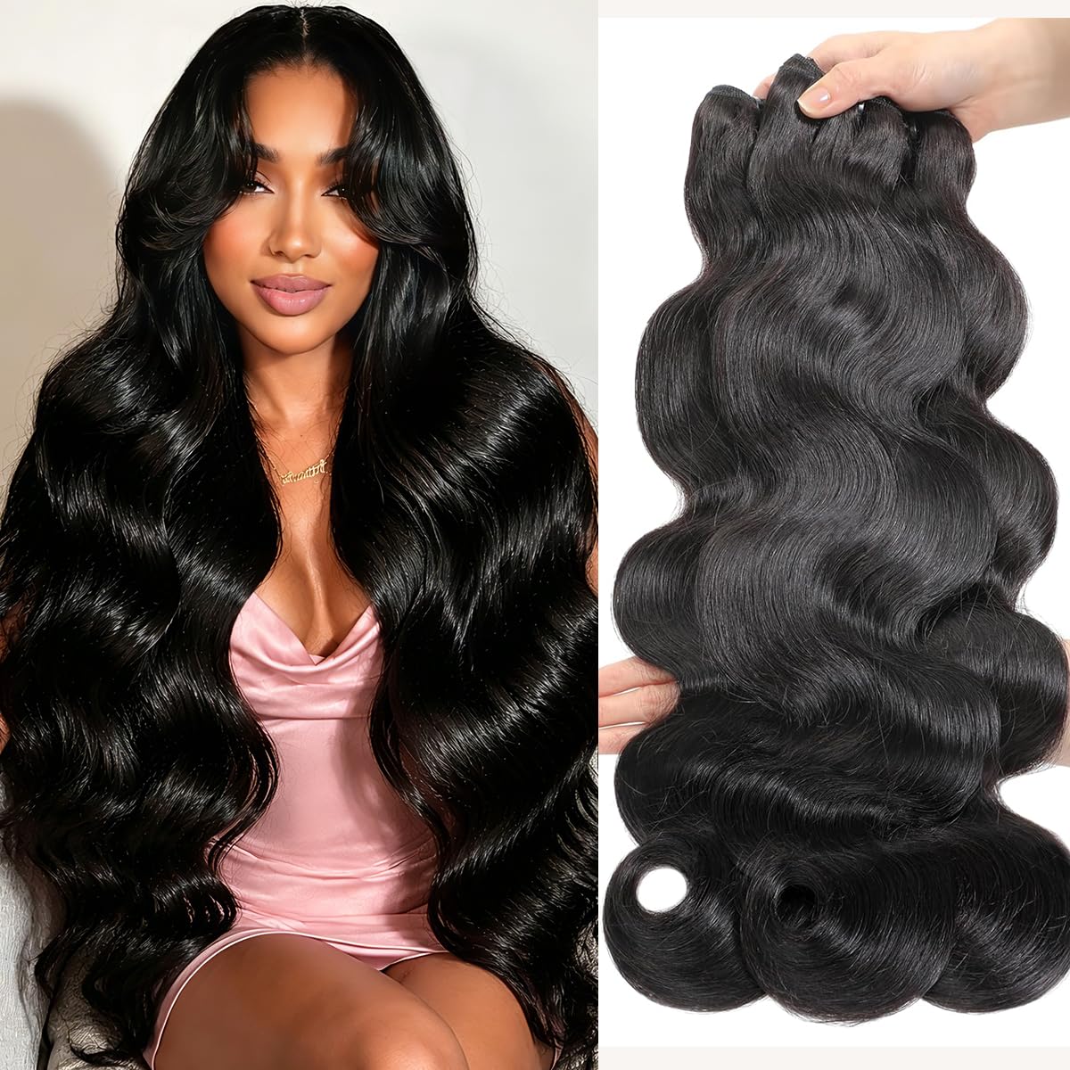 BaodanHair front packaging showing natural black body wave bundle benefit easy identification