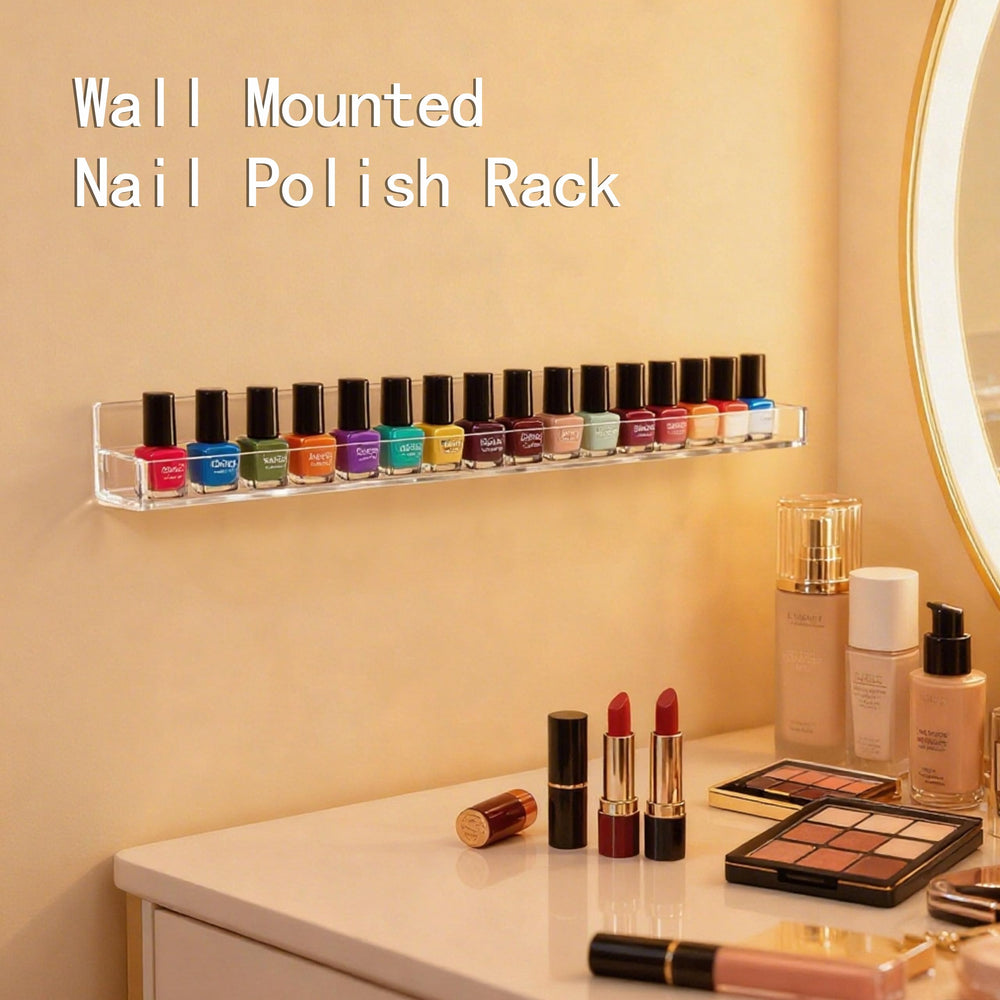 Baosia clear shelves holding nail polish bottles for quick color selection