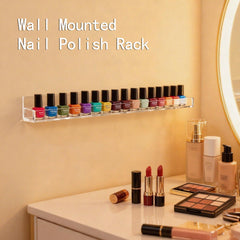 Baosia clear shelves holding nail polish bottles for quick color selection