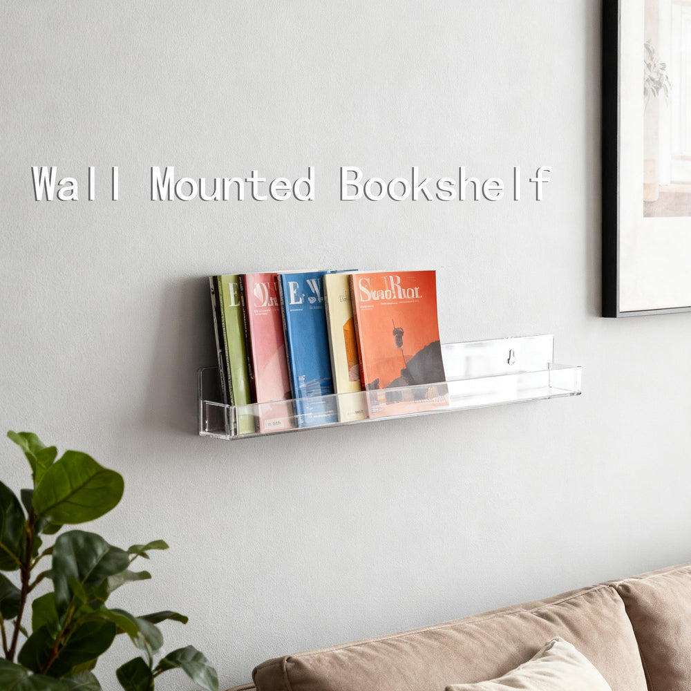 Baosia shelf next to ruler illustrating 15 inch size and compact footprint
