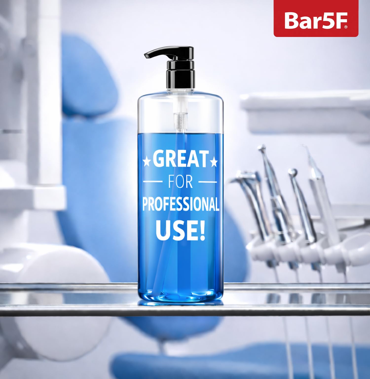 Bar5F bottles on bathroom counter offering neat, coordinated storage