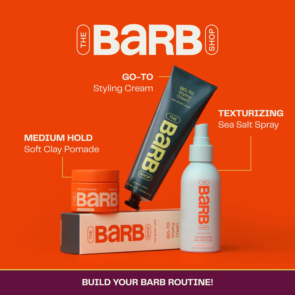 The Barb Shop applied to towel-dried hair showing polished, controllable hold