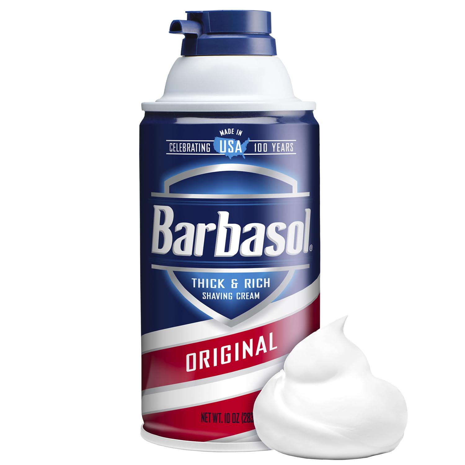 Barbasol close-up of thick foam illustrating cushion for smoother shaves
