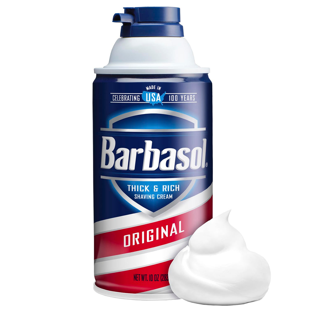 Barbasol close-up of thick foam illustrating cushion for smoother shaves