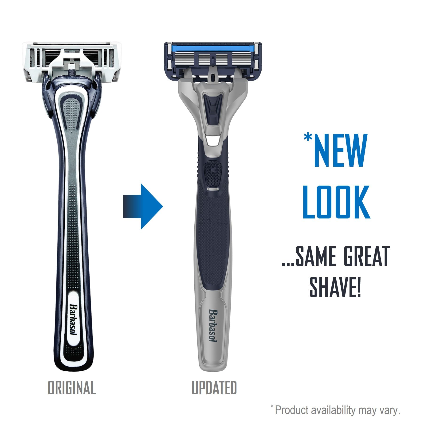 Barbasol Ultra 6 Plus closeup of six ultra-thin blades for closer shave