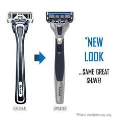 Barbasol Ultra 6 Plus closeup of six ultra-thin blades for closer shave