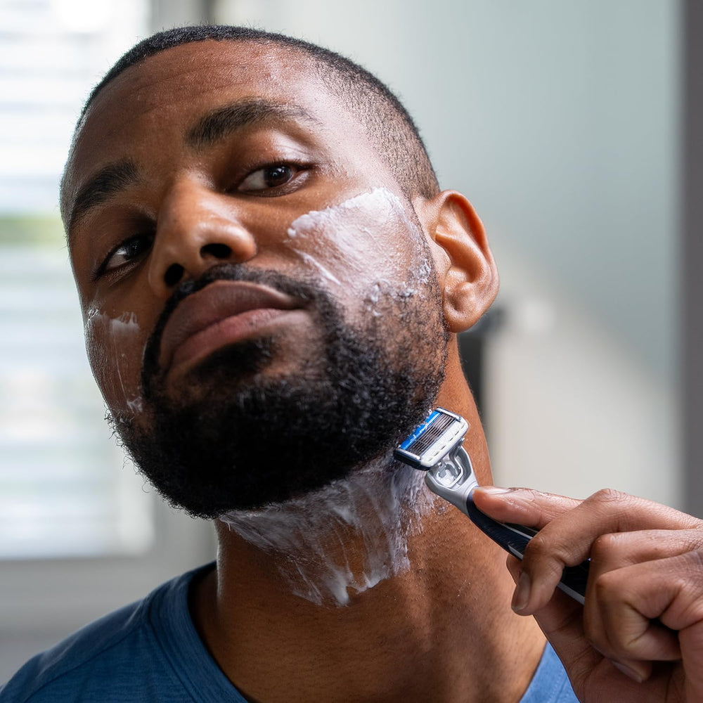 Barbasol Ultra 6 Plus staged in bathroom suggesting daily grooming routine