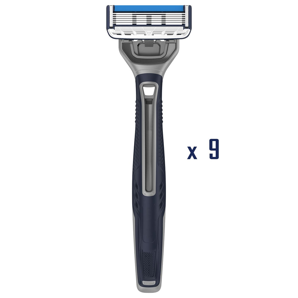 Barbasol Ultra 6 Plus pivoting head angled to follow facial contours