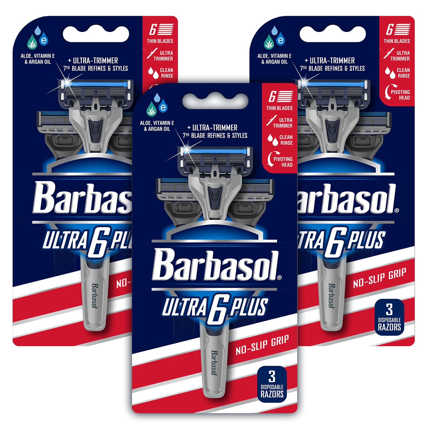 Barbasol Ultra 6 Plus rear trimmer closeup for precise edging benefit