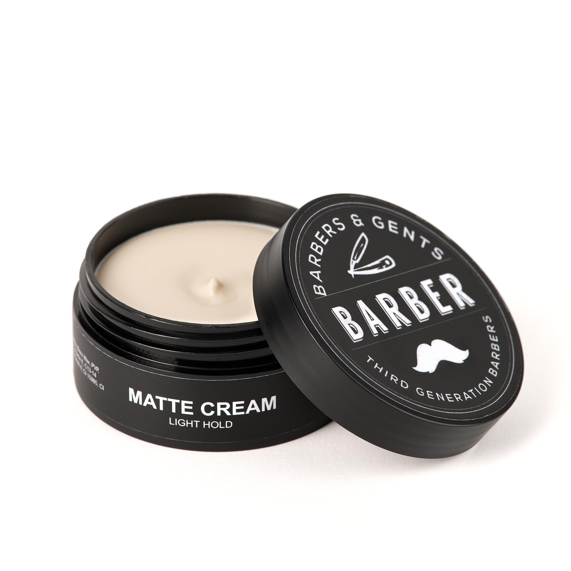 Barbers & Gents jar front view showing label and 2.8 oz size, clear product identity
