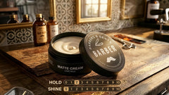 Barbers & Gents cream texture on fingers, smooth matte paste for easy spreading