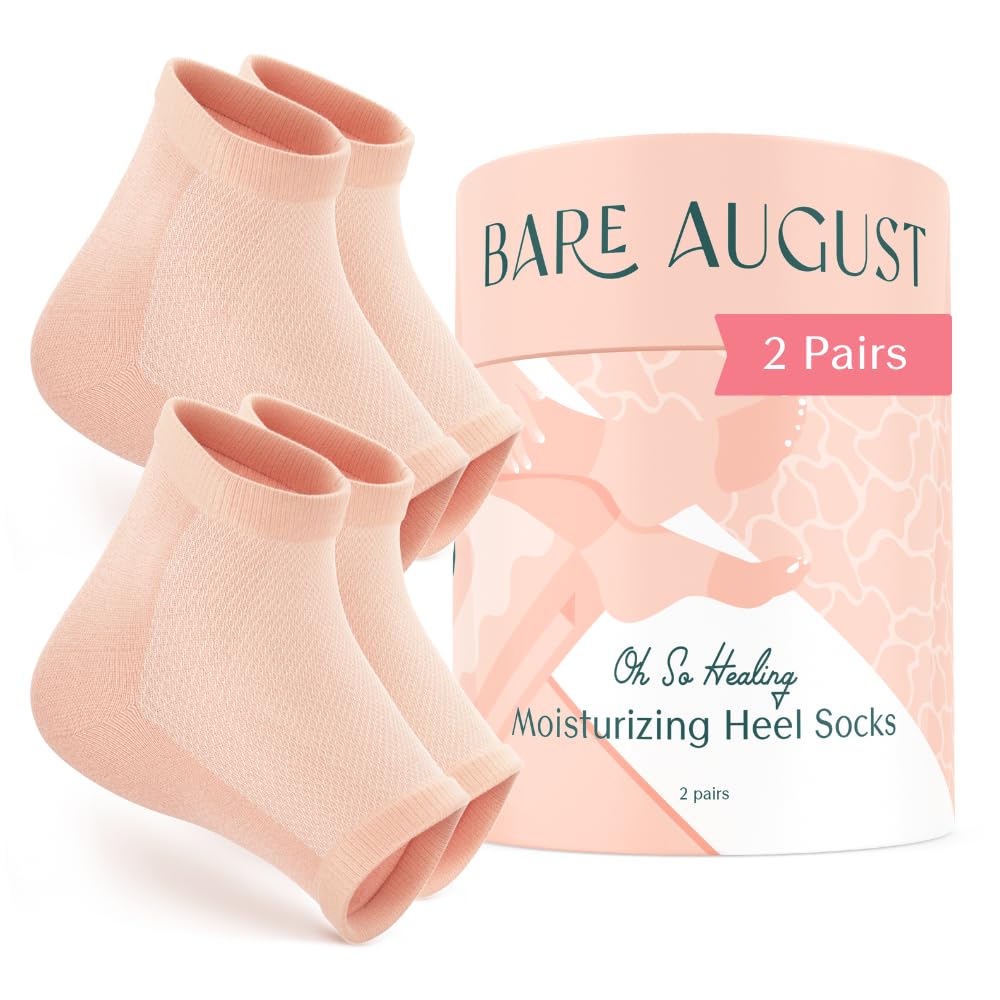 Bare August heel socks front view showing two pairs and reusable benefit