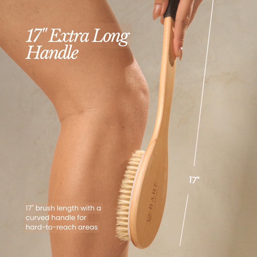 Bare Botanics brush in use in shower promoting deeper clean and circulation