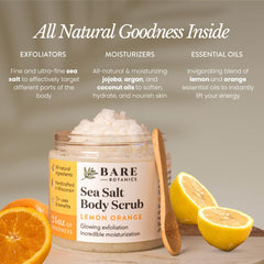 Bare Botanics salt scrub texture close-up showing gentle exfoliation