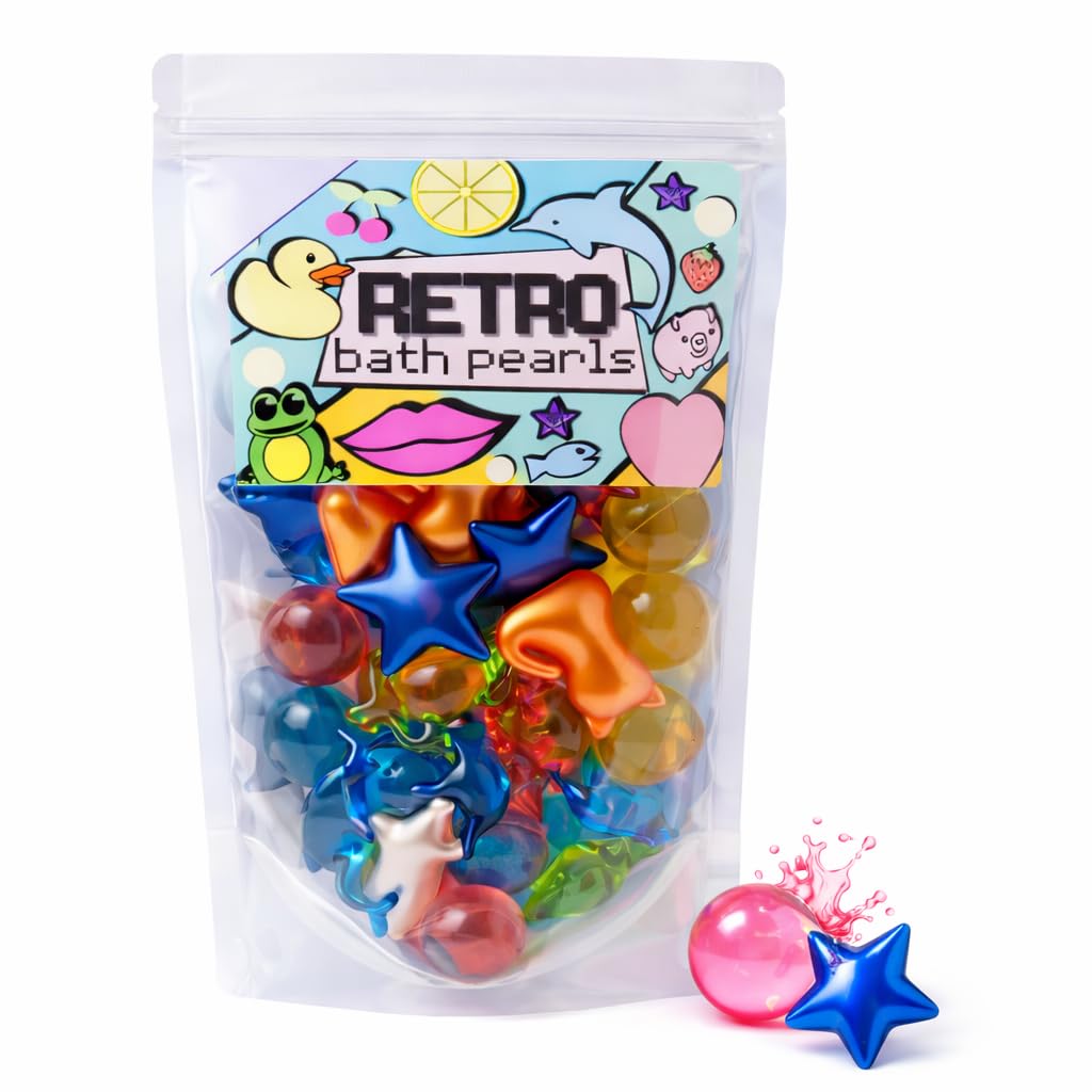 Bare Boutique front packaging showing 30 vintage-style scented bath beads, convenient gift