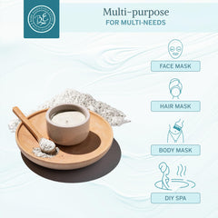 Bare Essentials Living close-up of fine white clay texture, demonstrates smooth mixability