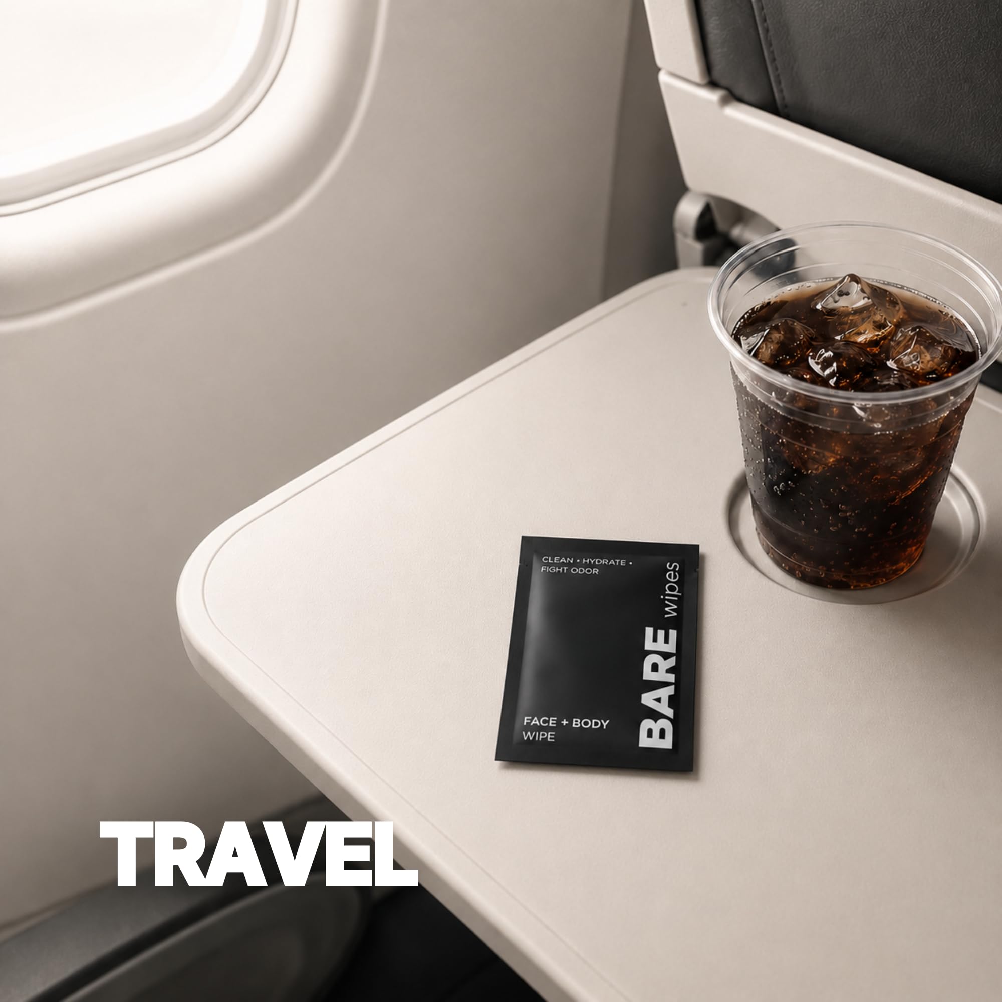 BARE Wipes inside a travel bag illustrating on-the-go convenience