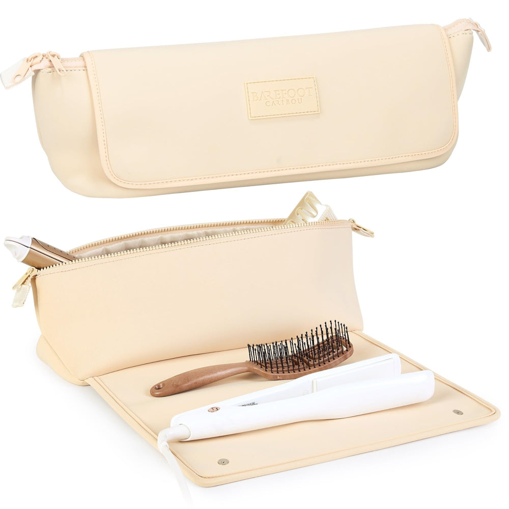 BAREFOOT CARIBOU ivory front pouch showing compact travel-ready design and protection