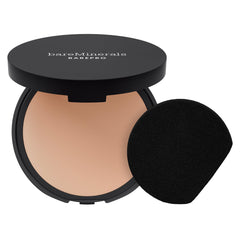 bareMinerals compact front showing sleek packaging and travel-ready benefit