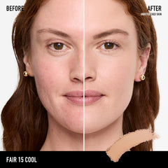 bareMinerals compact open with sponge demonstrating travel-ready application benefit