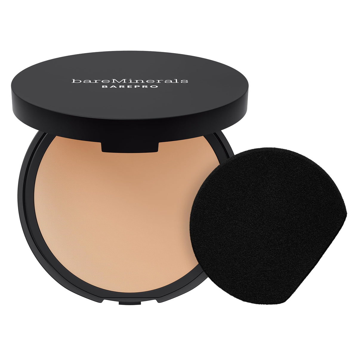 bareMinerals compact front view showing sleek design and easy portability benefit