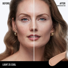 bareMinerals texture drop on white surface highlighting buildable, lightweight coverage
