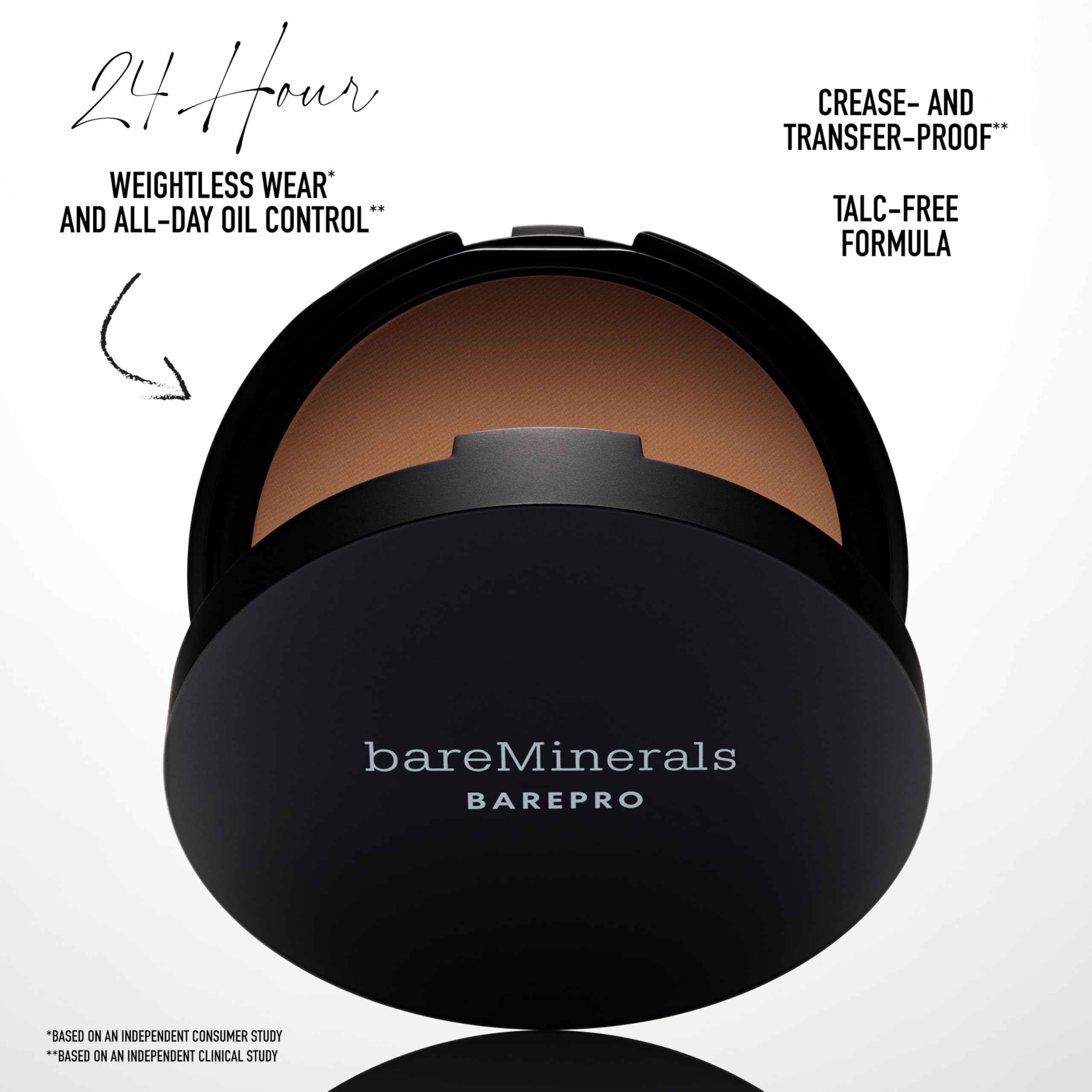 bareMinerals powder texture stroke showing blendable finish and coverage