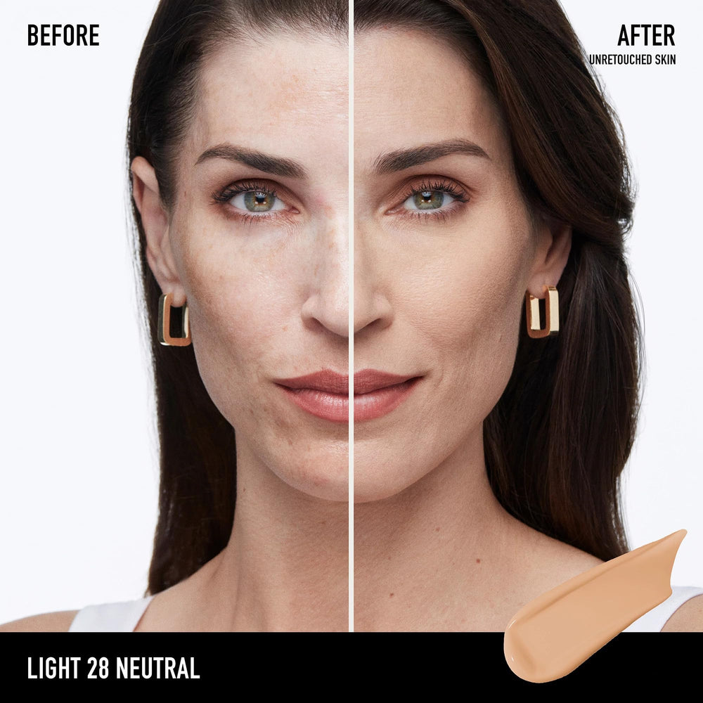 bareMinerals foundation swatch on skin demonstrating matte texture and smooth coverage