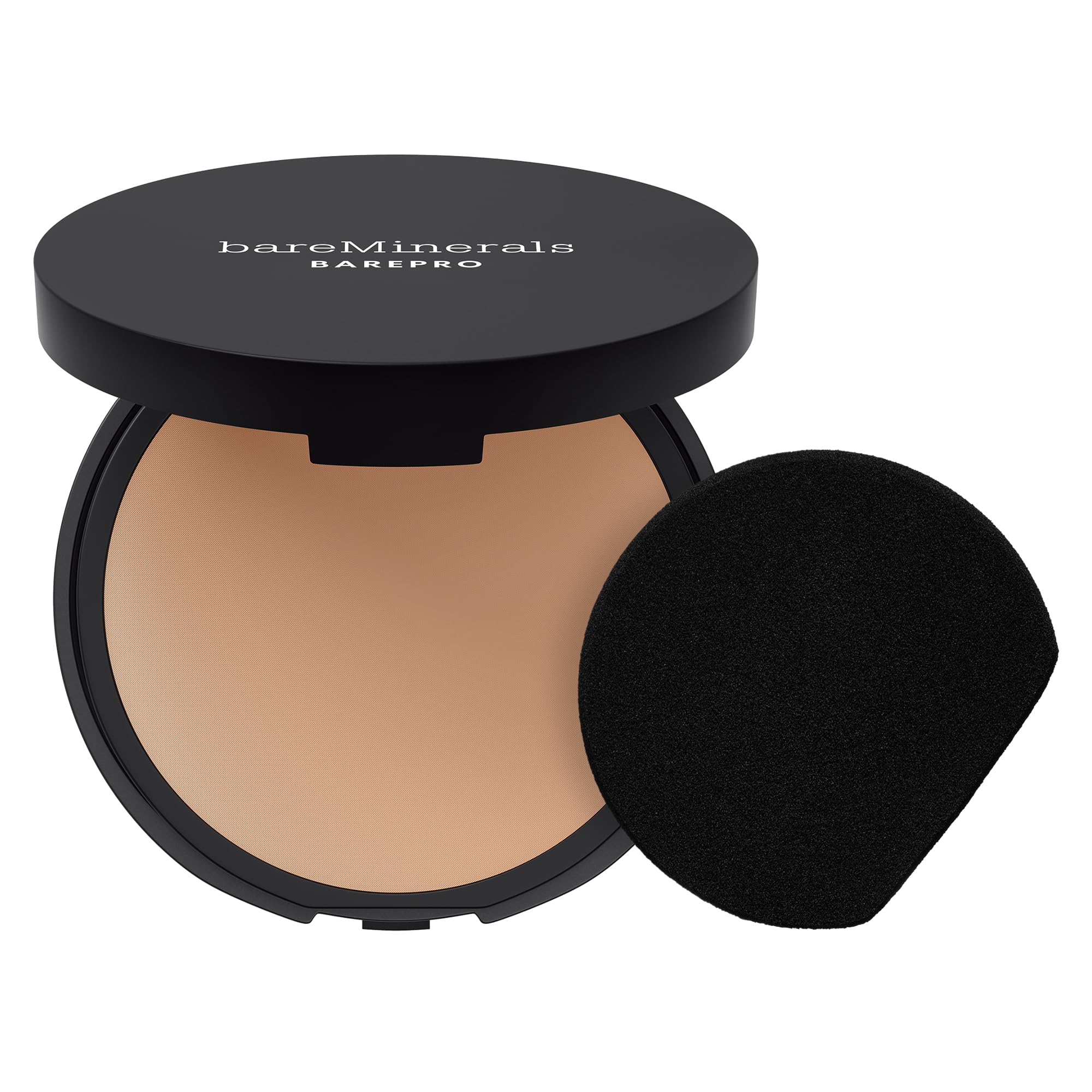 bareMinerals compact front view showing shade Medium 32 Cool and sleek packaging benefit: portable coverage
