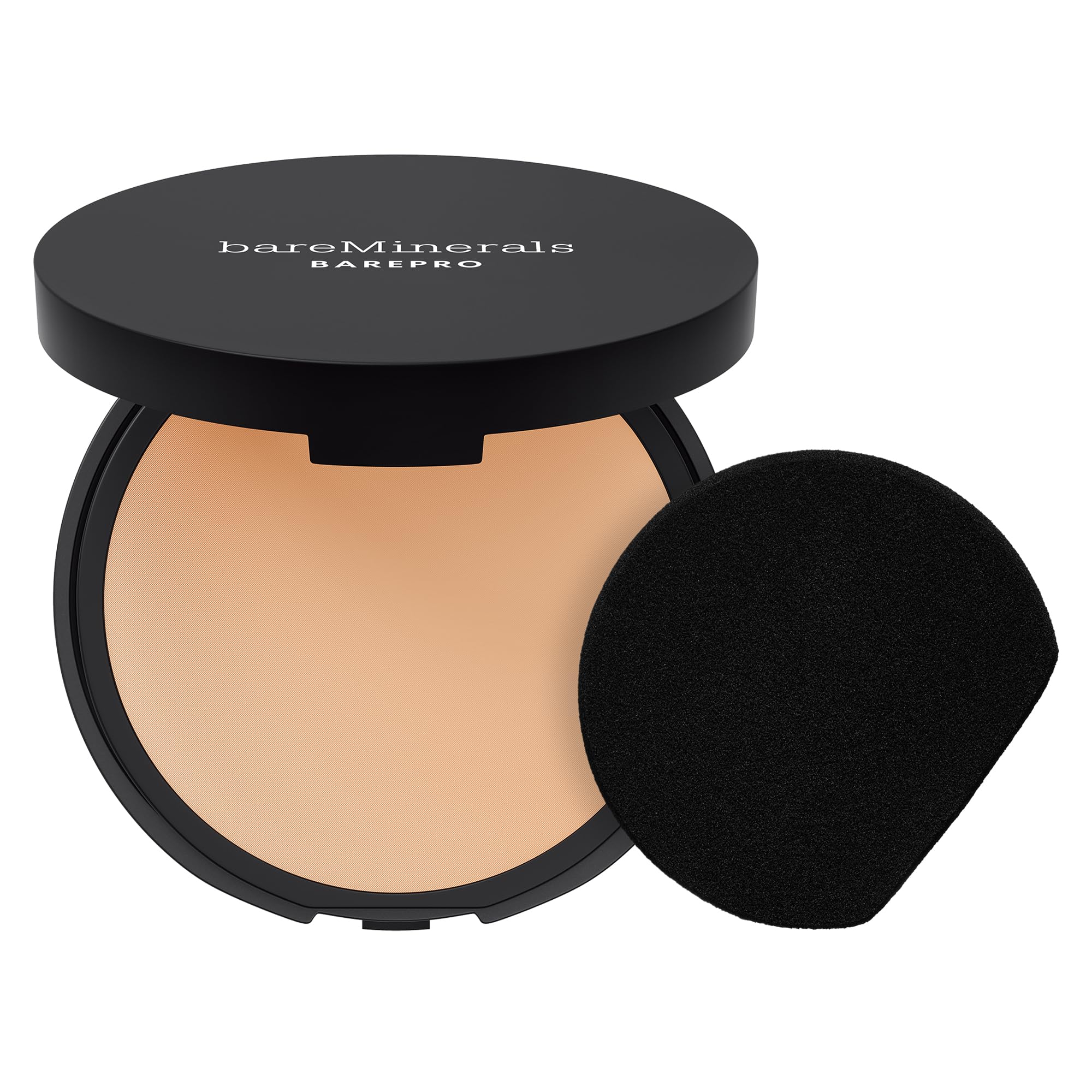 bareMinerals compact front packaging showing sleek travel-ready design and secure closure