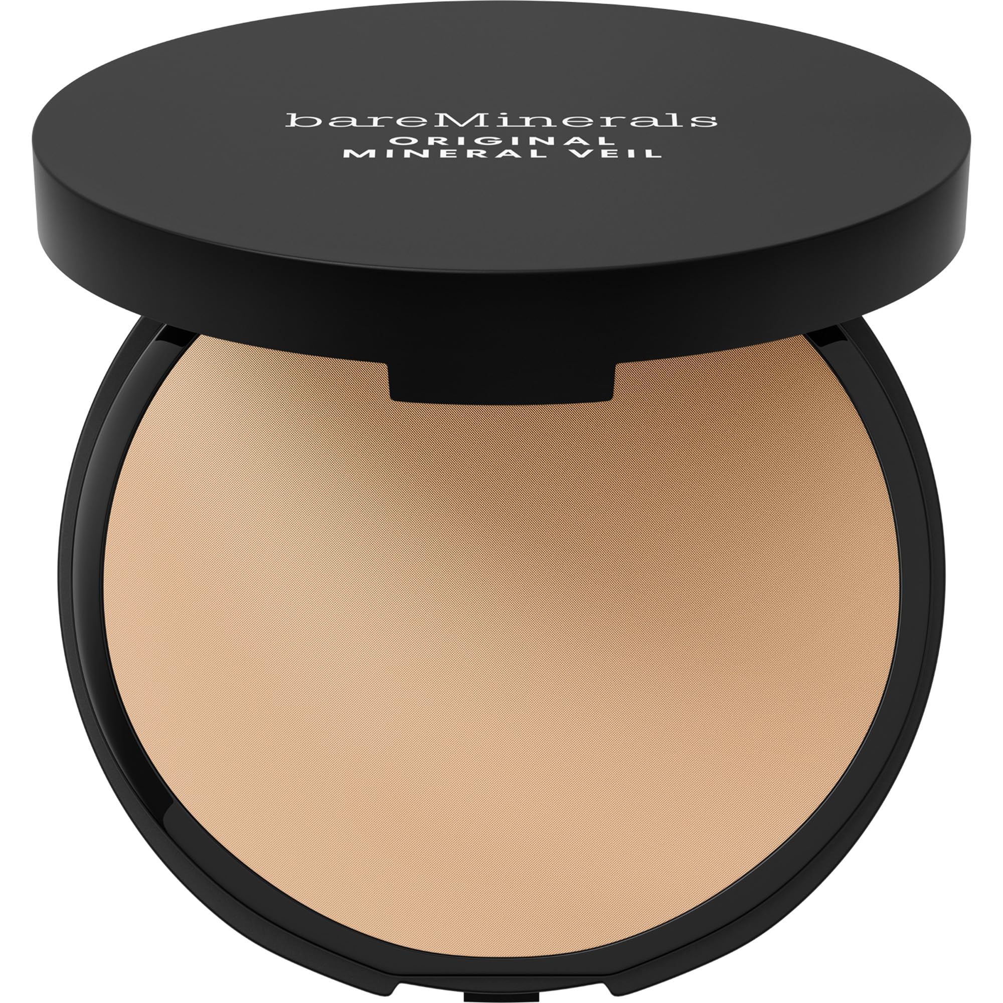 bareMinerals compact front view showing sleek packaging and portability benefit