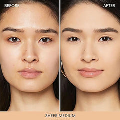 bareMinerals compact open displaying pressed powder surface for smooth finish