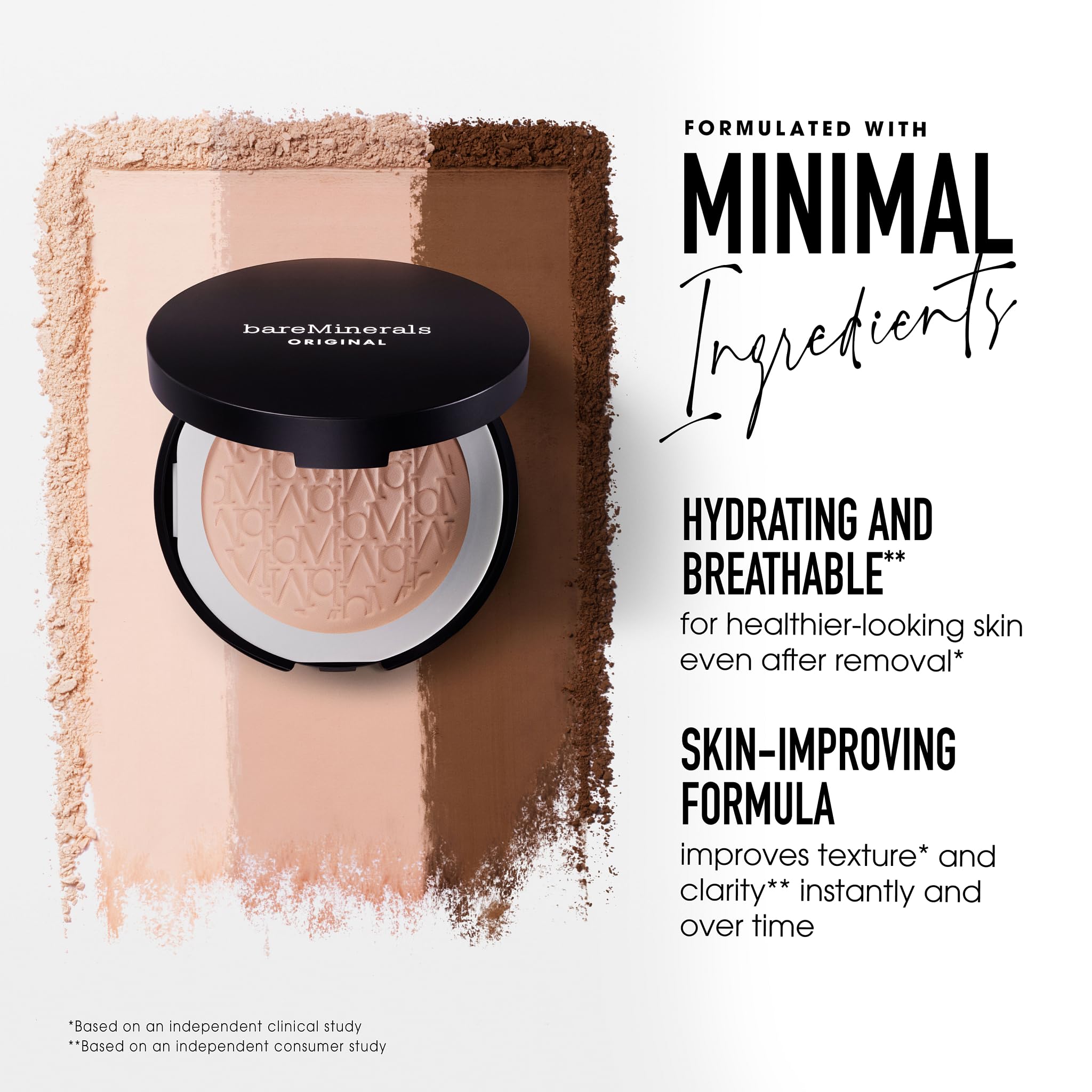 bareMinerals compact beside common items to show the small travel-friendly size