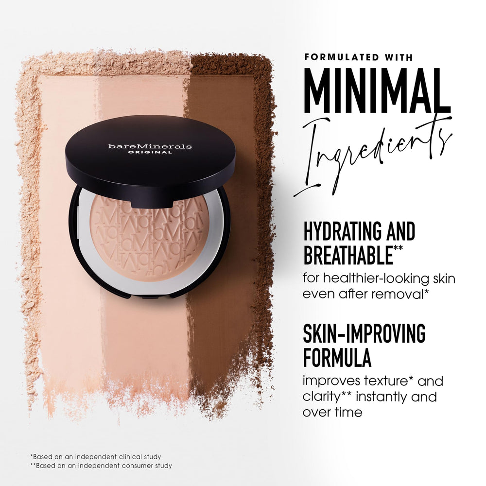 bareMinerals compact beside common items to show the small travel-friendly size