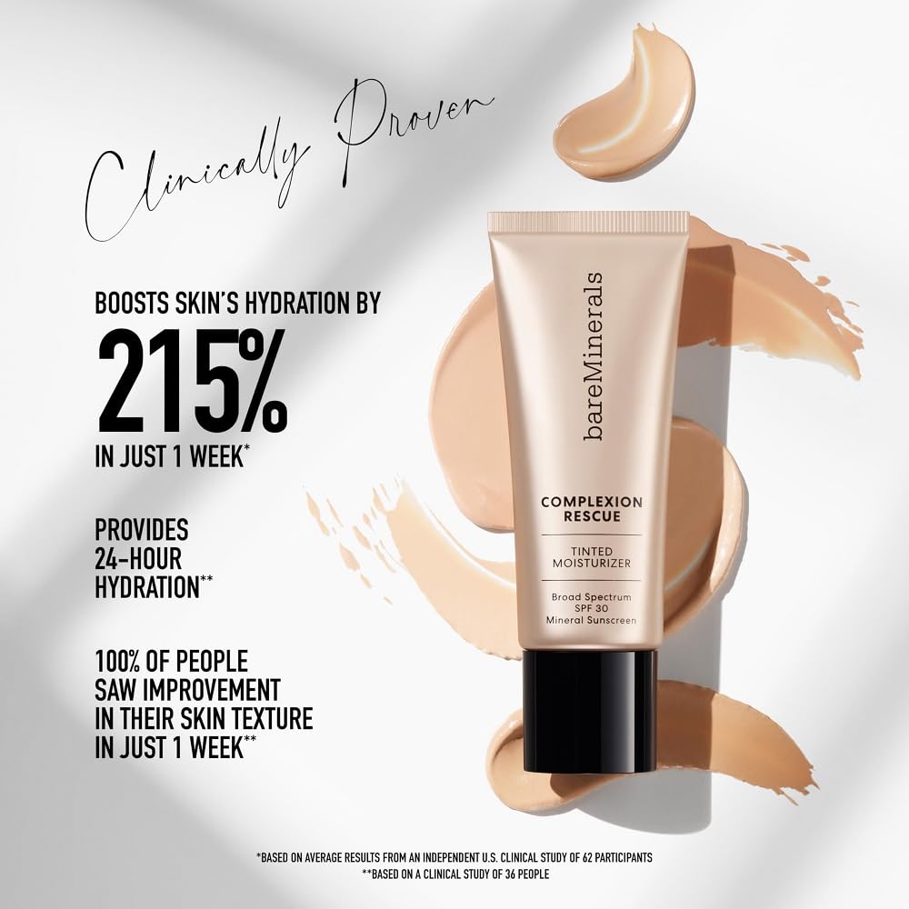 bareMinerals swatch on forearm demonstrating Desert 6.5 natural coverage benefit