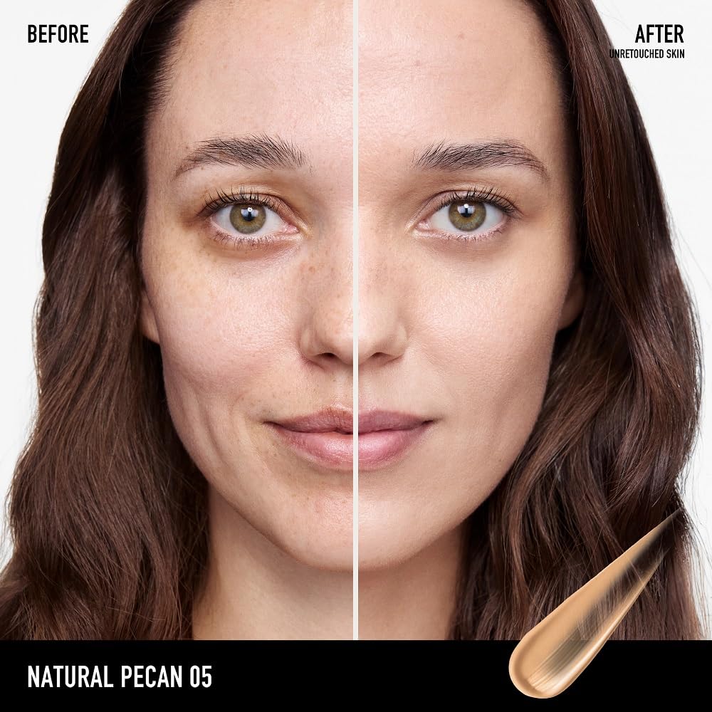 bareMinerals swatches on arm showing Natural Pecan 05 tone matching benefit