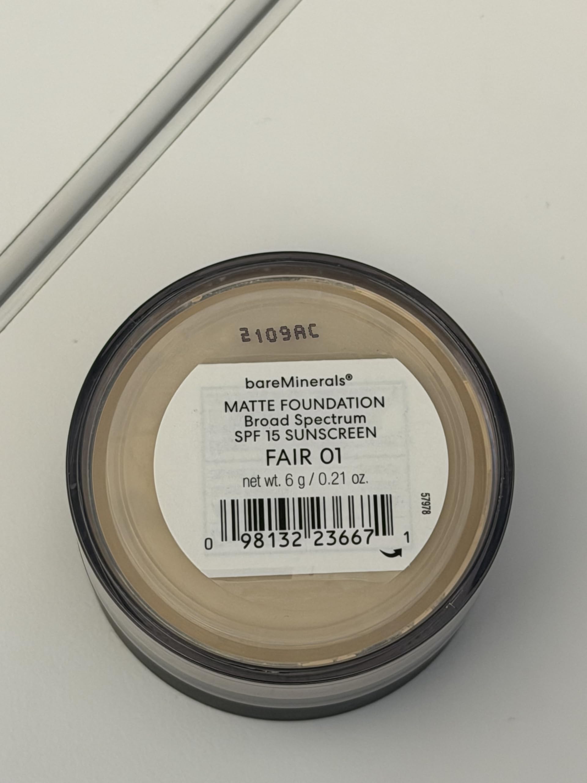 bareMinerals label close-up showing clean ingredients and safety information