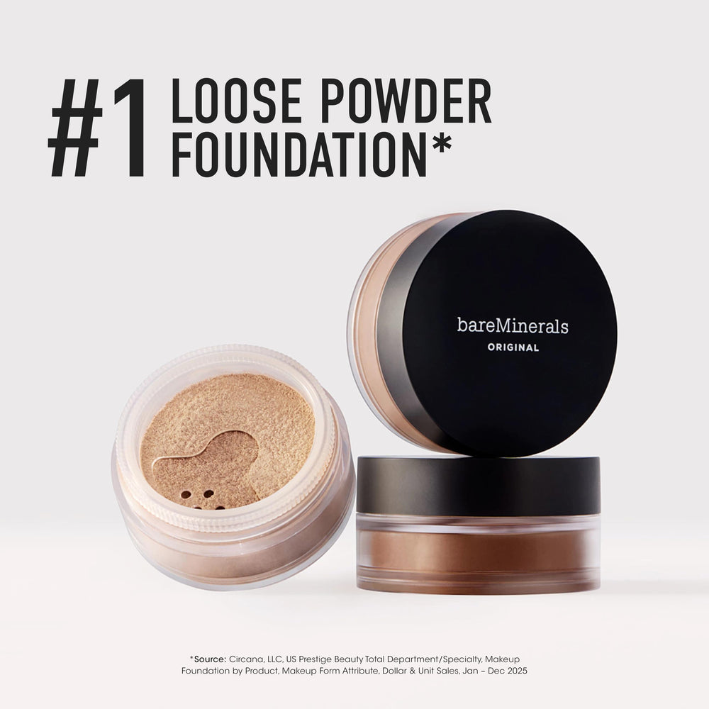 bareMinerals with kabuki brush showing easy application and smooth buffing