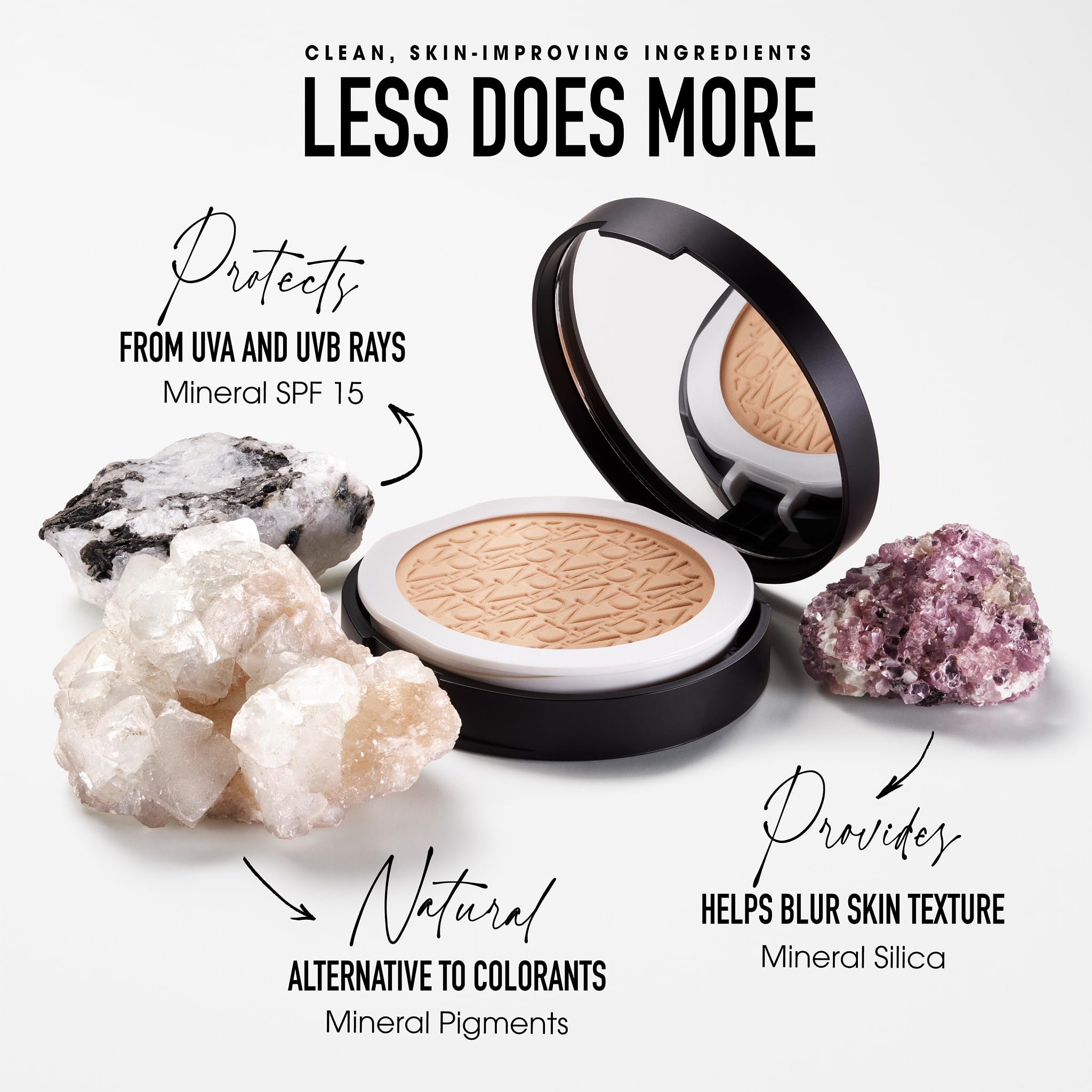 bareMinerals label close-up highlighting minimal ingredients and clean formulation