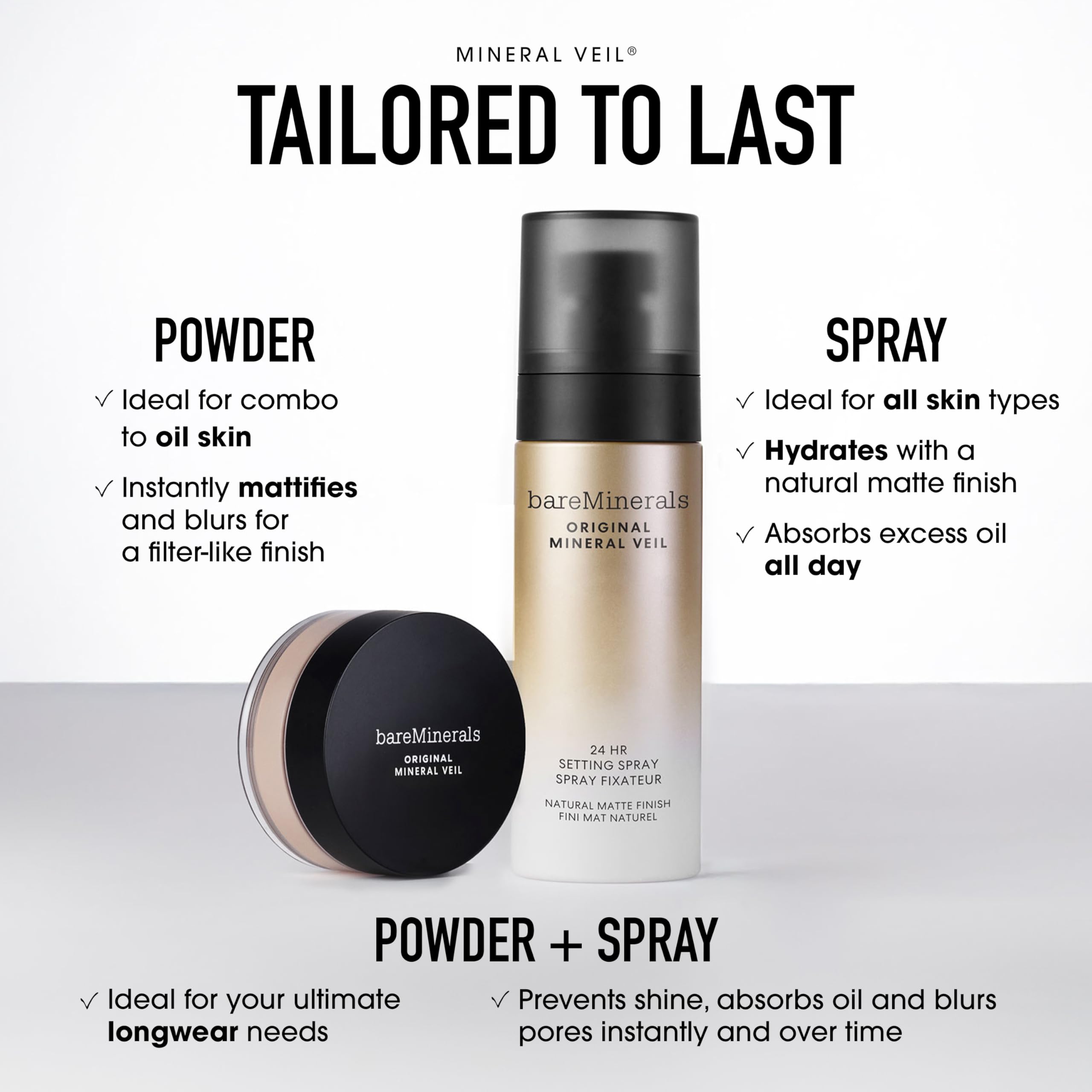 bareMinerals bottle in a travel bag conveying portability benefit