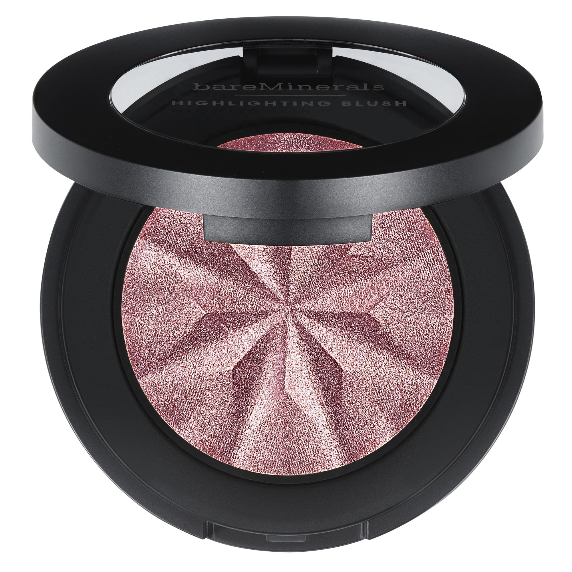 bareMinerals compact front view showing mauve glow and travel-ready size