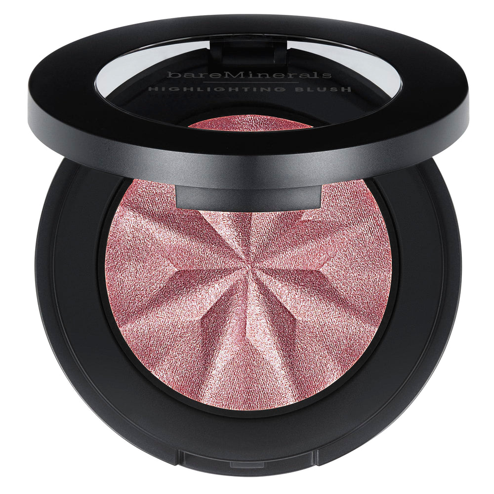 bareMinerals compact front view showing mauve glow and travel-ready size