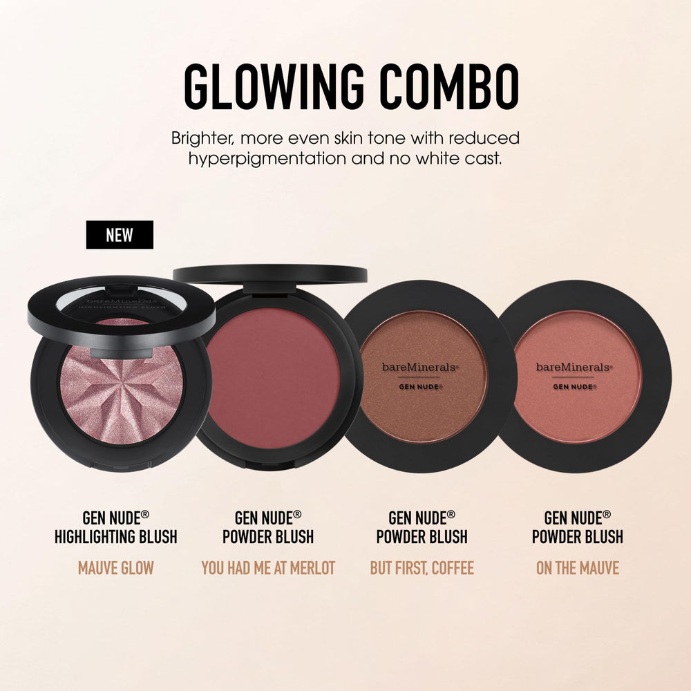bareMinerals compact next to coin showing 3.2g size and portability benefit