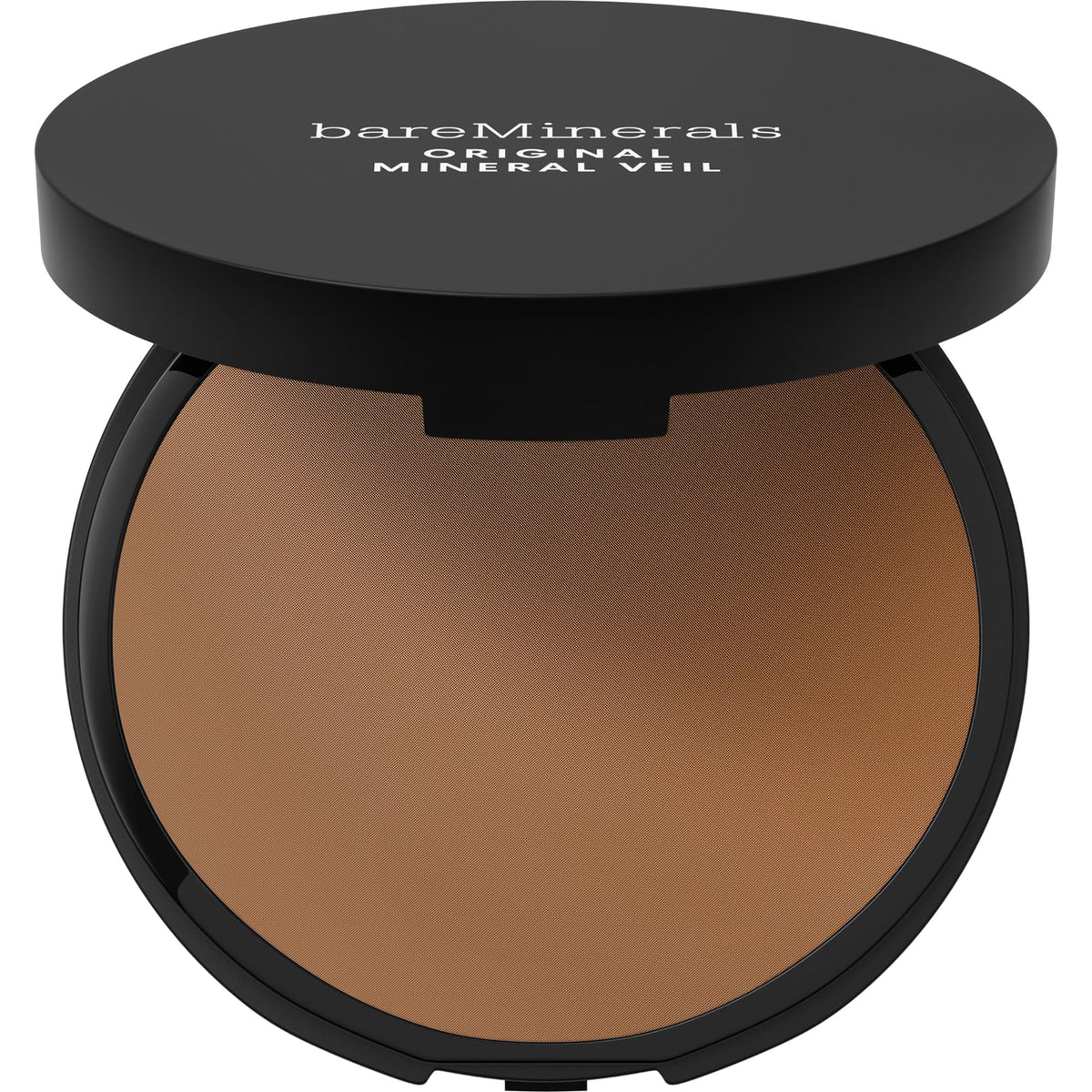 bareMinerals compact front view showing sleek packaging and shade identification benefits portability