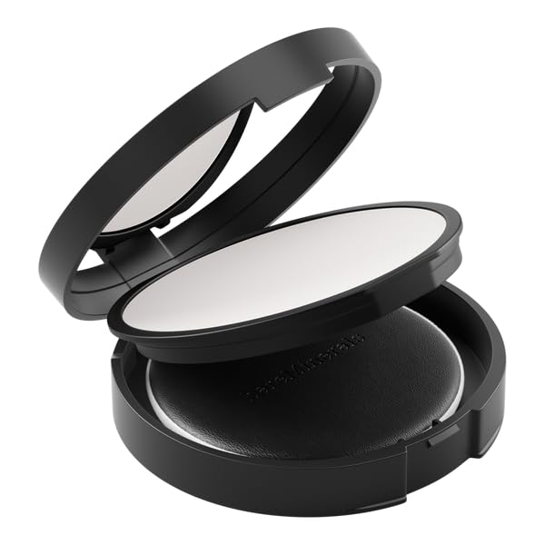 bareMinerals powder being applied with brush ensures even, lightweight setting