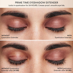 bareMinerals primer in use on eyelid demonstrating improved eyeshadow adherence and longer wear