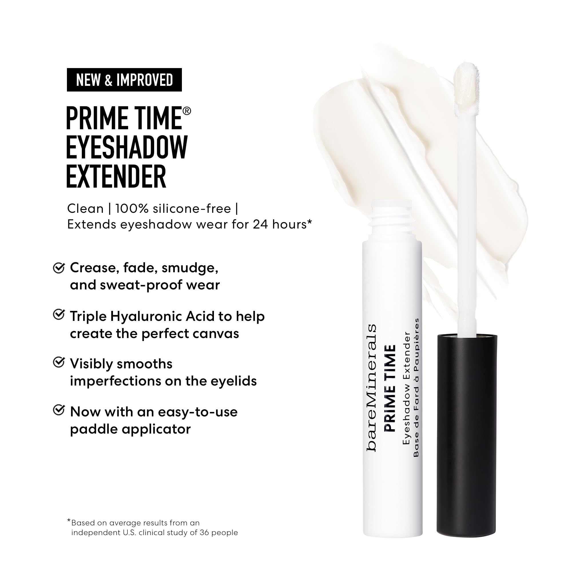 bareMinerals product beside a hand for scale showing compact travel-friendly 0.1 oz size