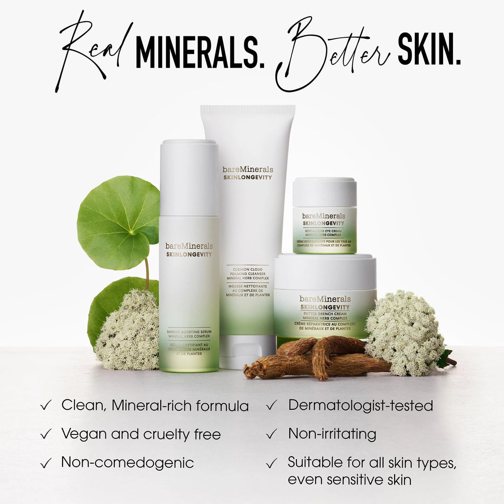 bareMinerals bottle on bathroom shelf in routine setting promoting everyday skincare integration
